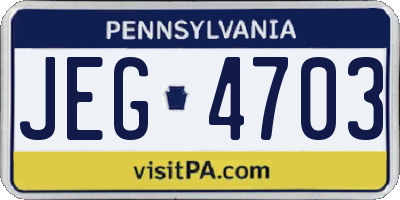 PA license plate JEG4703