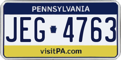 PA license plate JEG4763