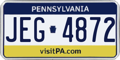 PA license plate JEG4872