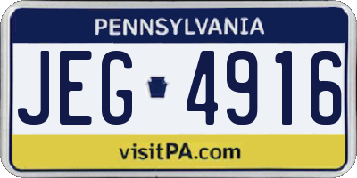 PA license plate JEG4916