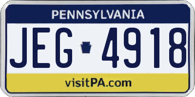 PA license plate JEG4918
