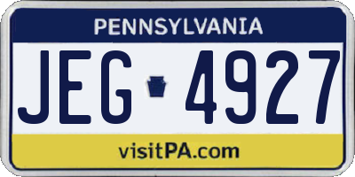 PA license plate JEG4927