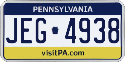 PA license plate JEG4938