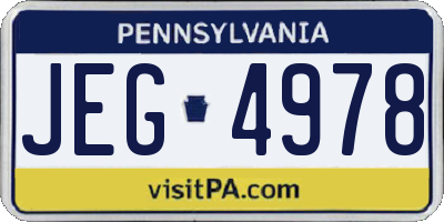 PA license plate JEG4978
