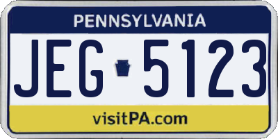 PA license plate JEG5123