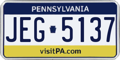 PA license plate JEG5137
