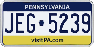 PA license plate JEG5239