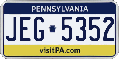 PA license plate JEG5352