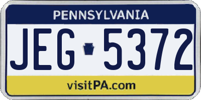 PA license plate JEG5372