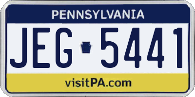PA license plate JEG5441