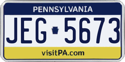 PA license plate JEG5673