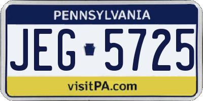 PA license plate JEG5725