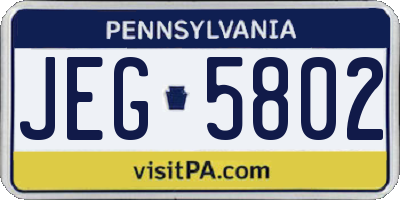 PA license plate JEG5802