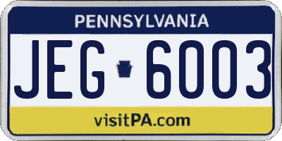 PA license plate JEG6003