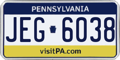 PA license plate JEG6038