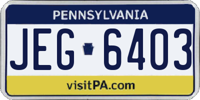 PA license plate JEG6403