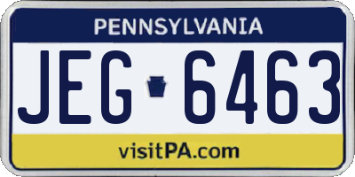 PA license plate JEG6463