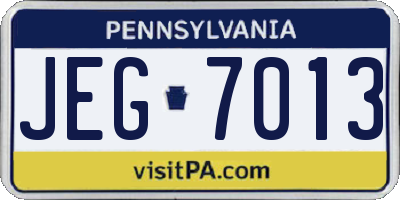 PA license plate JEG7013