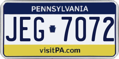 PA license plate JEG7072