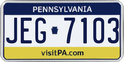 PA license plate JEG7103