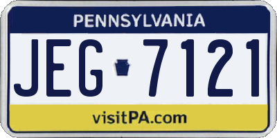 PA license plate JEG7121