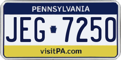 PA license plate JEG7250