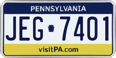 PA license plate JEG7401