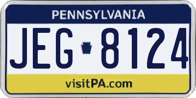 PA license plate JEG8124