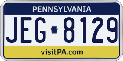 PA license plate JEG8129