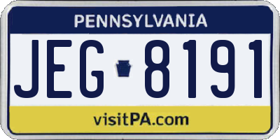 PA license plate JEG8191