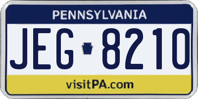PA license plate JEG8210