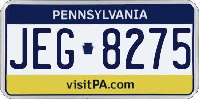 PA license plate JEG8275