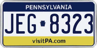 PA license plate JEG8323