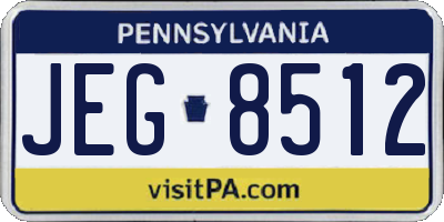 PA license plate JEG8512