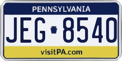 PA license plate JEG8540