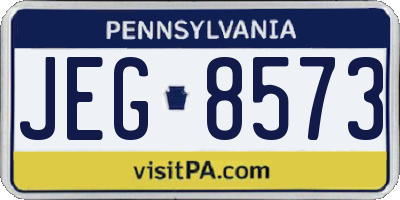 PA license plate JEG8573