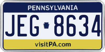 PA license plate JEG8634