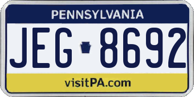 PA license plate JEG8692