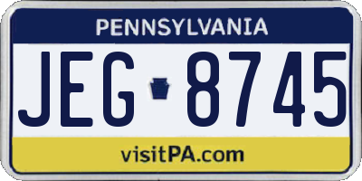 PA license plate JEG8745