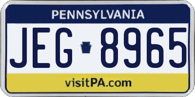 PA license plate JEG8965