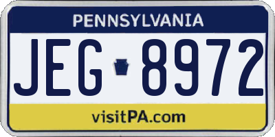 PA license plate JEG8972