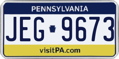PA license plate JEG9673