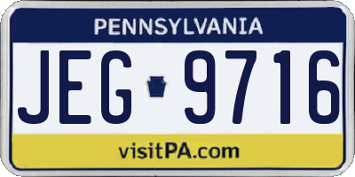 PA license plate JEG9716