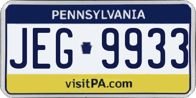 PA license plate JEG9933