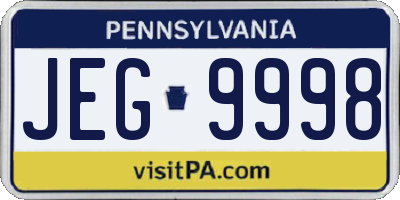 PA license plate JEG9998
