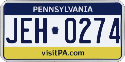 PA license plate JEH0274