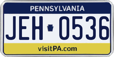 PA license plate JEH0536
