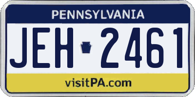 PA license plate JEH2461