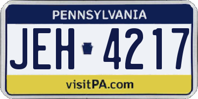 PA license plate JEH4217