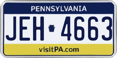 PA license plate JEH4663